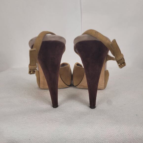Bally Tan Suede Open Toe High Heeled Sandals Size 8 - Picture 4 of 7